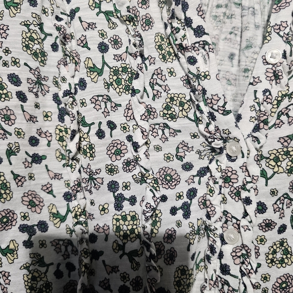 Boden EUC Size 10P Floral Print Blouse - White and Green 22 PTP - Picture 4 of 4